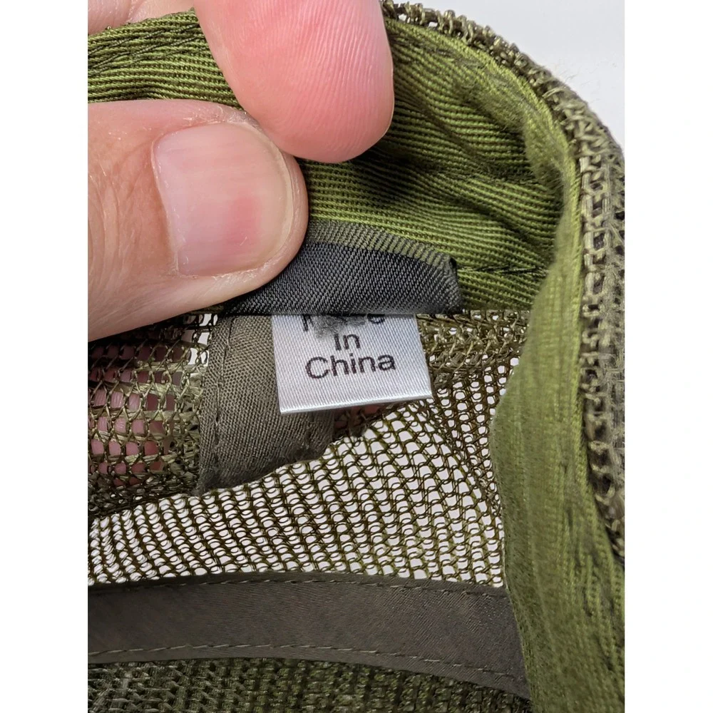 Cabelas Trucker Hat Mens Olive Green Mesh Back Distressed Logo Adjustable Cap